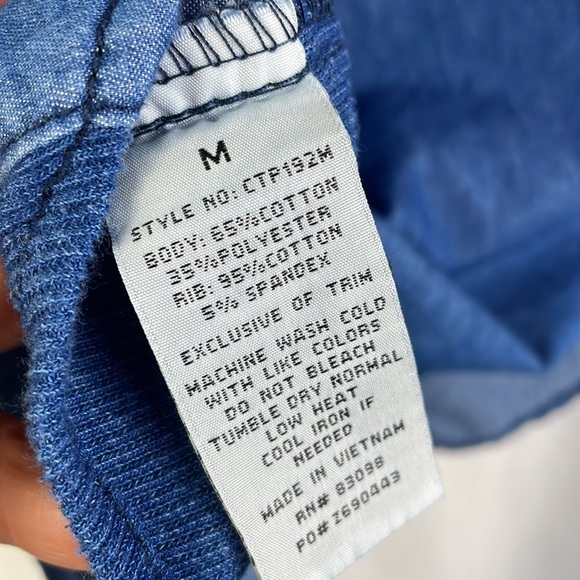 Cavalini Denim Collection Sleeveless Button Down Top Rose Embroidered Stretch M - Picture 6 of 7